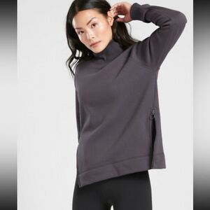 Athleta Cozy Karma Side Zip Funnel Neck Sweatshirt – Deep Teal Medium Tall